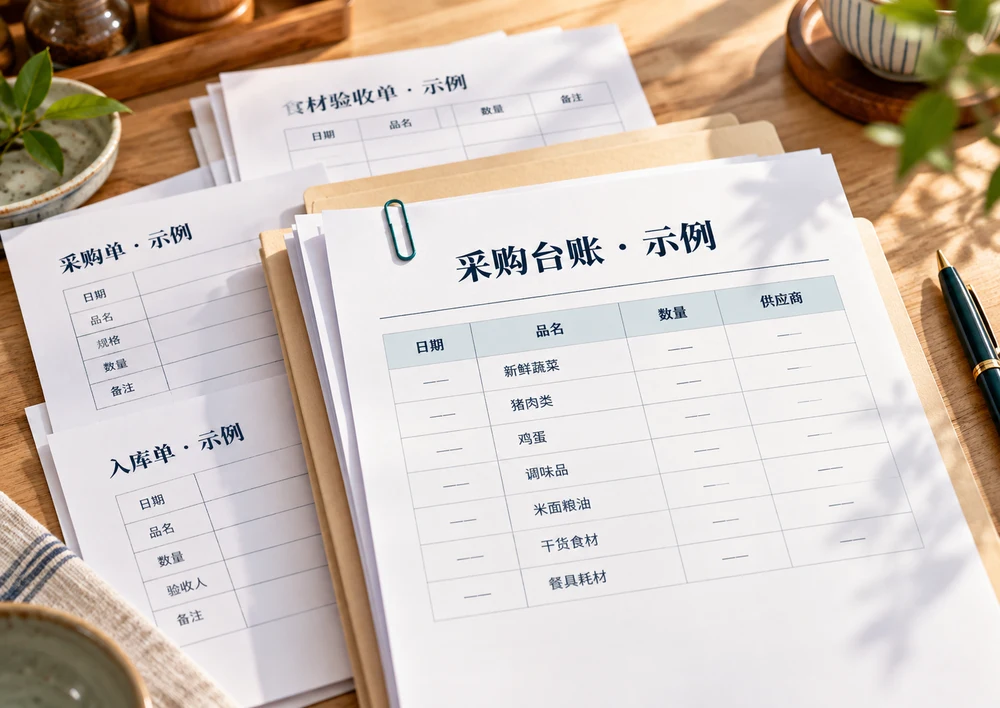 每日采购台账与供应链资料。